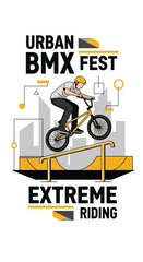Fototapeta premium Thrilling BMX Festival Showcasing Urban Freestyle Action and Extreme Riding Performance