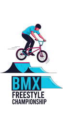 Fototapeta premium Thrilling BMX Freestyle Action Depicted in a Dynamic Illustration for Championship Events