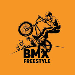 Fototapeta premium Thrilling BMX Freestyle Action Depicted in a Dynamic Illustration for Extreme Sports Enthusiasts