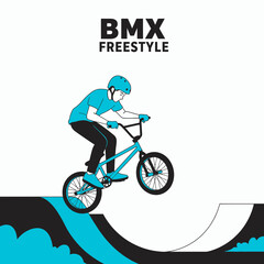 Fototapeta premium Thrilling BMX Freestyle Action Depicted in a Dynamic Illustration for Extreme Sports Enthusiasts
