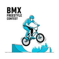Naklejka premium Thrilling BMX Freestyle Contest Illustration Capturing High-Flying Action and Competitive Spirit