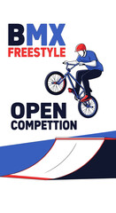 Naklejka premium Thrilling BMX Freestyle Open Competition Depicted in a Dynamic and Artistic Vector Illustration
