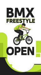 Naklejka premium Thrilling BMX Freestyle Competition Announcement: Open Event with Dynamic Action and Excitement