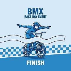 Naklejka premium Thrilling BMX Race Illustration Depicting Victory And Celebration At The Finish Line Event