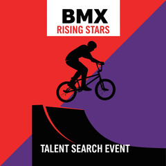 Naklejka premium Thrilling BMX Talent Event Showcasing Rising Stars and High-Flying Stunt Performances