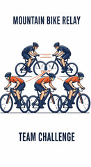 Fototapeta premium Thrilling Mountain Bike Relay Competition Showcasing Teamwork and Athleticism in Dynamic Action
