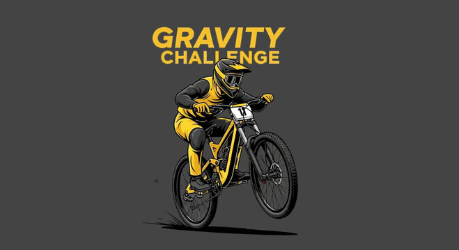 Thrilling Gravity Challenge: A Dynamic Illustration of Downhill Mountain Biking Competition
