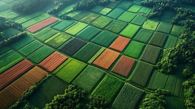 Aerial View of Colorful Patchwork Fields
