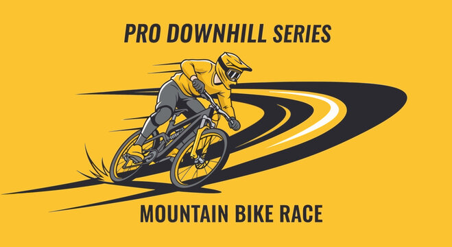 Thrilling Pro Downhill Mountain Bike Race Action