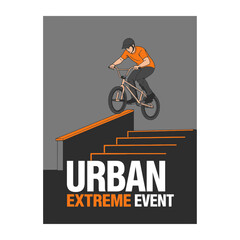 Naklejka premium Thrilling Urban BMX Stunt: High-Flying Action at an Extreme Street Event Spectacle