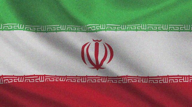 4 K UHD IRAN FLAG WAWE WHITE AND FRONT NOISE