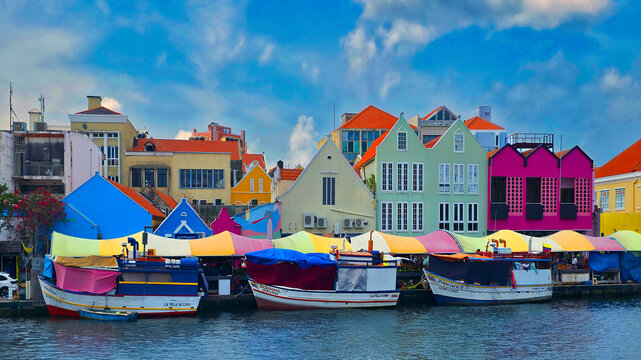 Floating Market Willemstad Curacao Netherlands Antilles UNESCO World Heritage Site in Southern Caribbean. 03.01.26