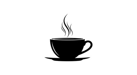 Fototapeta premium A minimalist depiction showcases a black cup with rising steam presented against a stark white background a silhouette high quality professional detailed modern elegant