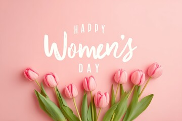 Fototapeta premium Pink tulip women's day greeting