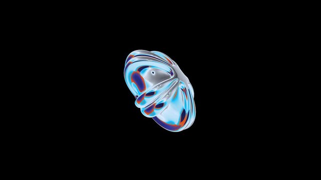 Chrome Retro Metal Abstract Shape Y2K Isolated Loop On Transparent Background
