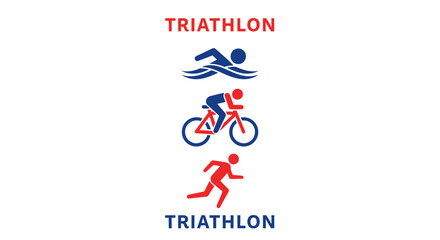 Obraz premium Triathlon Illustration: Swimming, Cycling, And Running Events In A Dynamic Design