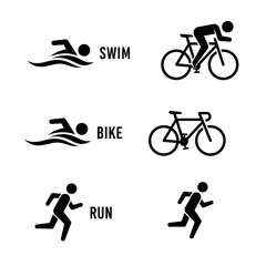 Obraz premium Triathlon Sport Icons Representing Swim Bike Run Activities For Athletes