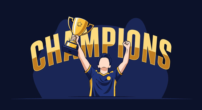 Triumphant Champion Celebrates Victory After Achieving Success with a Golden Trophy in Hand