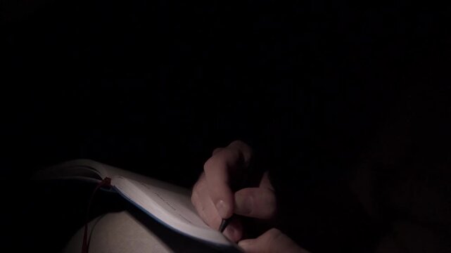 Man Journaling at Night for Self Help and Depression