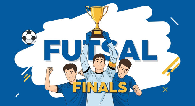Triumphant Futsal Team Celebrating Victory and Championship Glory in Finals Match