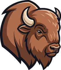 Obraz premium “Modern Bison Head Icon with Bold Flat Shapes and Earthy Brown Tones”
