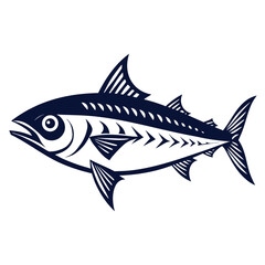 Fototapeta premium Realistic Fish Silhouette Black and White Vector Illustration