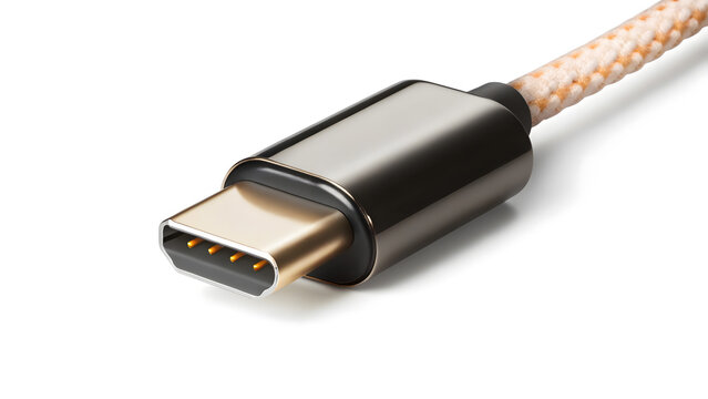 USB type C connector on white background.