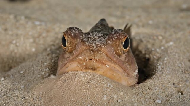 砂に潜み上目づかいで獲物を待つスタ&minus;ゲイザーの面相