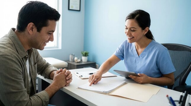Empathetic Healthcare Professional Consults Patient During Medical Appointment