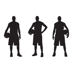Black and White Basketball Player Silhouette Set © MstSahida