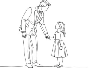 Obraz premium Minimalist One Line Father and Daughter Illustration