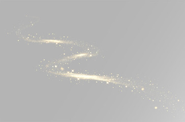 Abstract magic golden light trail with zigzag glowing wave and sparkling stardust particles © Alehandro