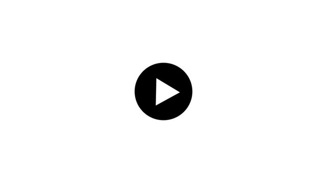 Black Play Button Icon Animation on White Background for Media Playback and Streaming UI