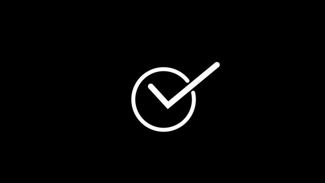 check animated white icon with black background