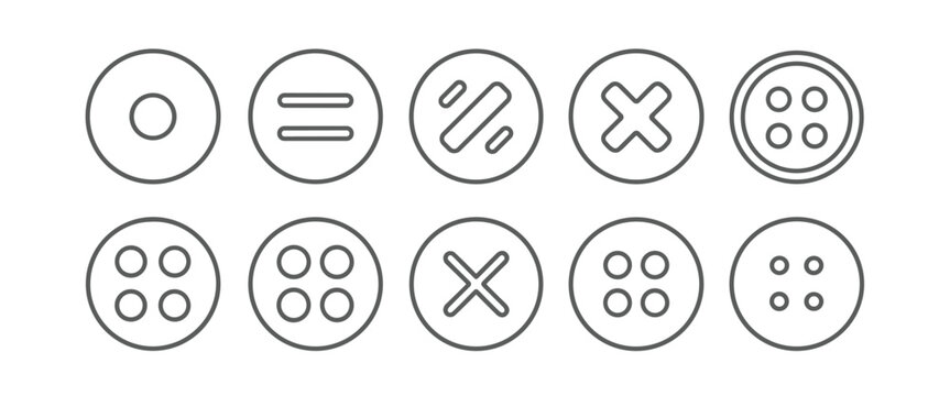 Outline Icons of Buttons with Different Hole Patterns