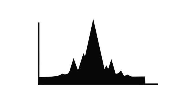 Black silhouette of a mountain range with jagged peaks