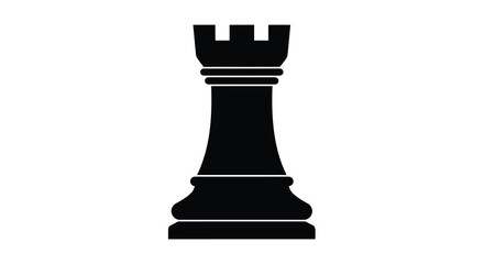 Simple black silhouette of a chess rook a strategic game piece © MDHABiBUR