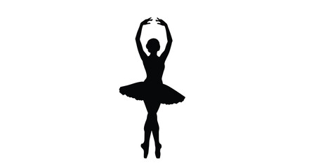 Silhouette of a ballerina gracefully posing in a classic dance position © MDHABiBUR