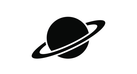 Simple black silhouette depicting saturn with its prominent rings © MDHABiBUR