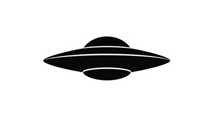 A simple black silhouette of a classic flying saucer spaceship © MDHABiBUR