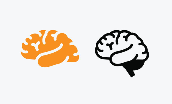 A comparison of a brain with a smiley face and an orange brain