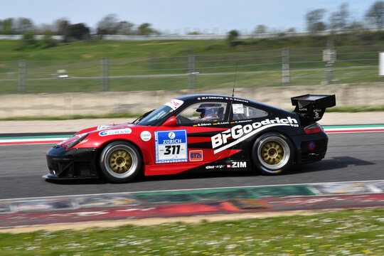 Scarperia, 5 April 2024: Porsche 996 GT3-RSR year 2003 in action during Mugello Classic 2024 at Mugello Circuit in Italy.
