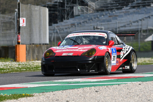 Scarperia, 5 April 2024: Porsche 996 GT3-RSR year 2003 in action during Mugello Classic 2024 at Mugello Circuit in Italy.