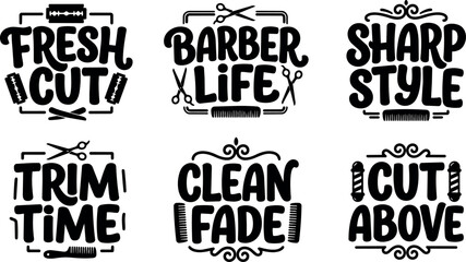 Obraz premium Bold script fresh cut barber life sharp style trim time clean fade cut above lettering
