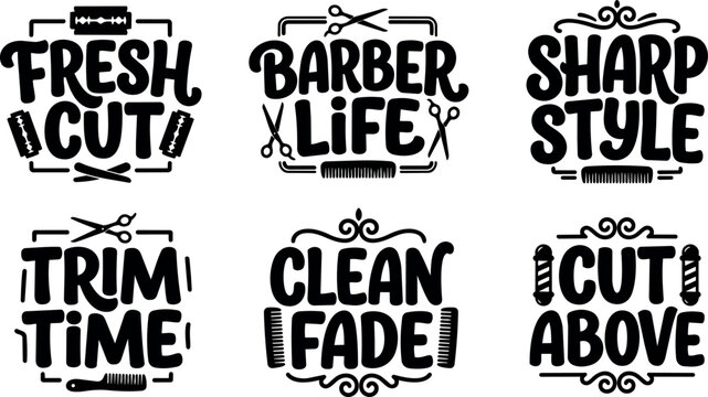 Bold script fresh cut barber life sharp style trim time clean fade cut above lettering