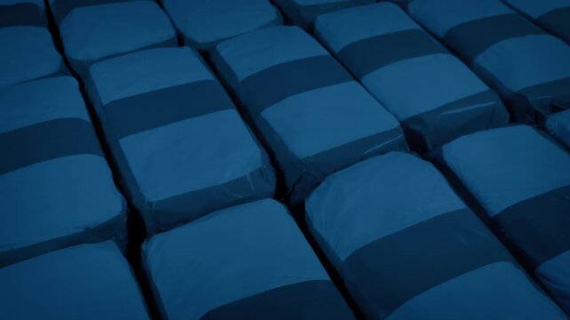 Drug Bags In Rows In Dark Room
