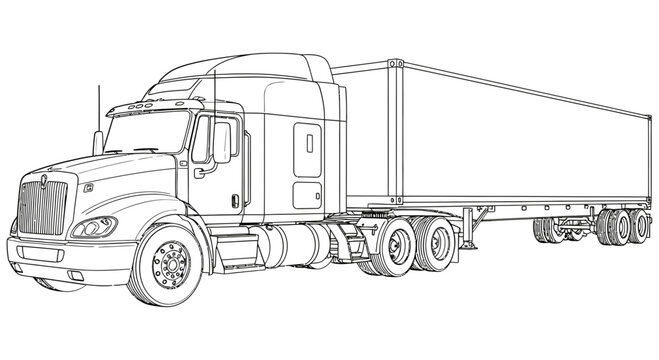 Large semi truck pulling a long cargo trailer for freight transport