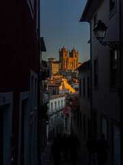 Porto cathedral dominating a historic city silhouette at sunset © Paul