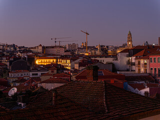 Porto cityscape at twilight with iconic clérigos tower © Paul
