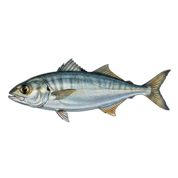 A sleek king mackerel swimming gracefully in clear water isolated on transparent background